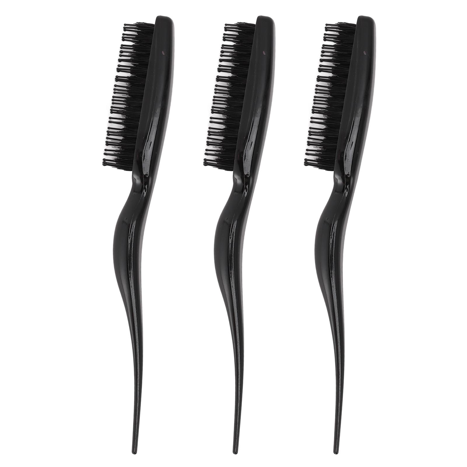 

3 шт. расческа для волос с эргономичной ручкой, портативная расческа с крысиным хвостом, расческа для домашних путешествий Black