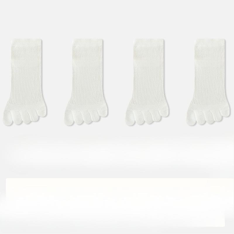 

4 пары носков с пятью пальцами, женские короткие носки, хлопковые носки, сетчатые дышащие, низкие с мелким вырезом, женские носки с двумя пальцами и пятью пальцами, носки-лодочки 4 pairs белый