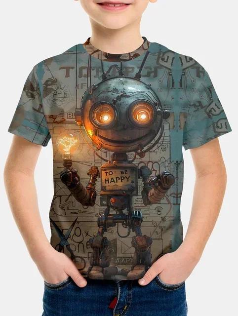 2024 Summer Boys T Shirts Cartoon Universe Astronaut Planets Children's Clothing Fashion T Shirts Baby Boys Tops Tees Clothes