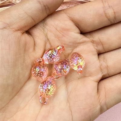 Home Party Supplies Transparente Erdbeere Mode Handykette Anhänger DIY Lose Perlen Bunte Schmuckzubehör 5 Stück 9,7*17mm Handarbeit