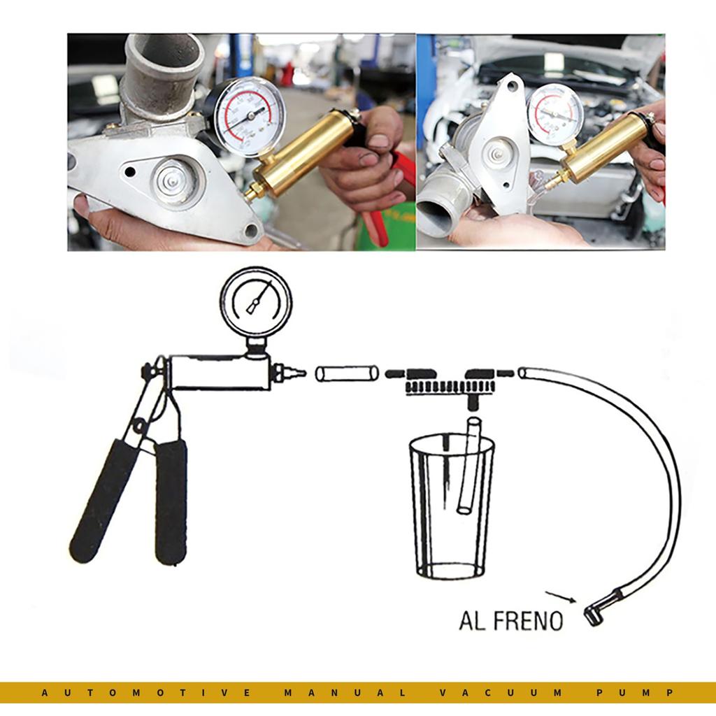 Multifunctional Car Vacuum Pump Tester, Handbrake Fluid Discharge Tool, 0~30inHg 0~760mmHg (kPa)Can Easily Empty The Car Brake,Universally.