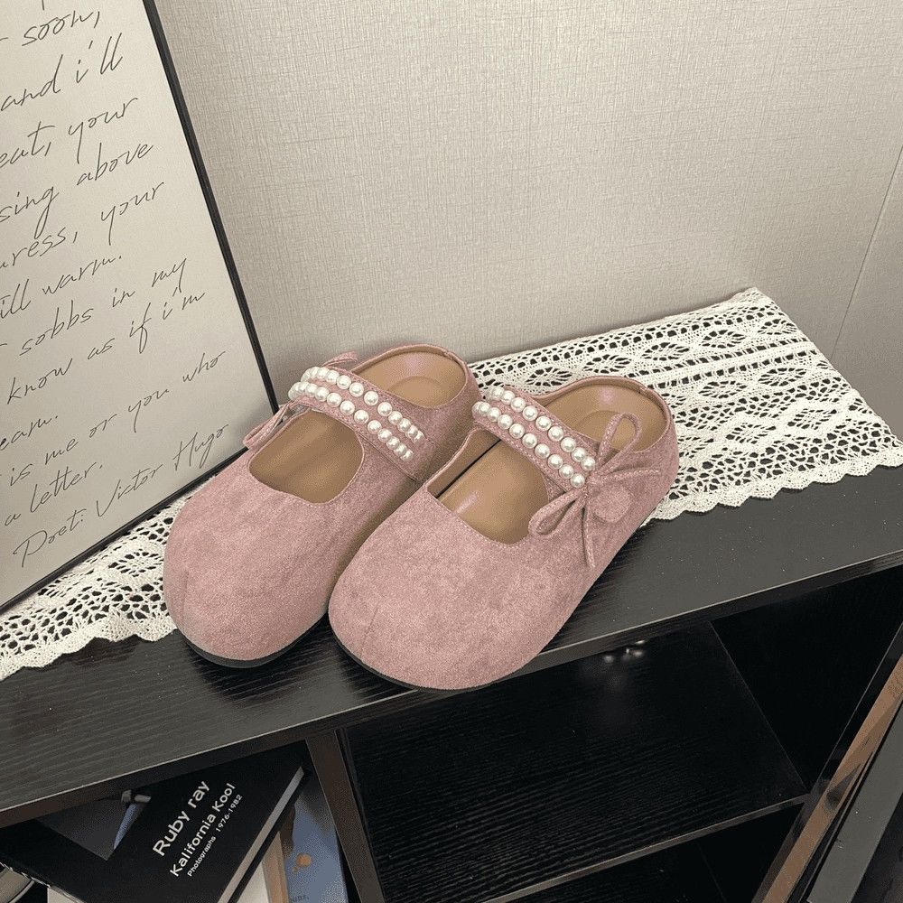

Fashion Pearl With Bow Woman Slippers New Stylish Shoes For Women Round Toe Thick Slides Wholesale 2025 Trend Luxury On Offer Sandals 40