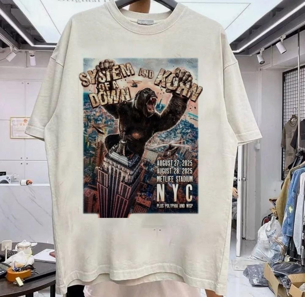 

System Of A Down Korn Тур Нью-Йорк Авг 2025 Постер Футболка РЕПРИНТ 4XL