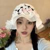 Breathable Knitted Bucket Hat Girl Crochet Fisherman Hat with Pleated Trim