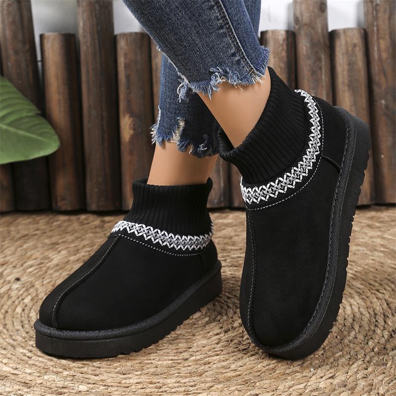 Fashion 2026 Winter New Fashion Round Toe Elegant Women Snow Boots Flat Soft Students Plus Velvet Warm Ankle Boots Women's Fur Boots