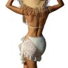 European And American New Sexy Backless Lace Swimsuit Women'S Straps Solid Color Three-Piece Bikini Bikini
