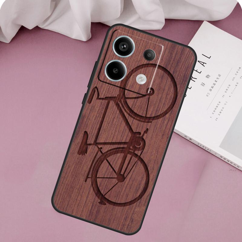Wolf Bike Butterfly Wood Case For Xiaomi Redmi Note 12 11 9 10 13 Pro Plus 12S 11S 10S 9S Redmi 13C 9C 10C 12C Cover