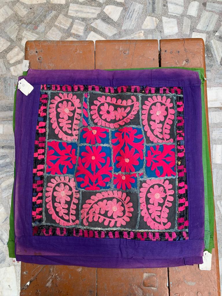 Hand Embroidered Cotton Pillow Cover: Bohemian Decorative Cushion 40