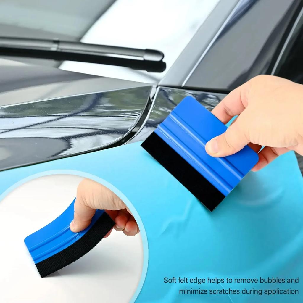 5/10Pcs Felt Edge Squeegee Car Film Wrap ScraperPlastic 4 Inch Burr Scraper, Car Film Application Scraper, Film Application Tool