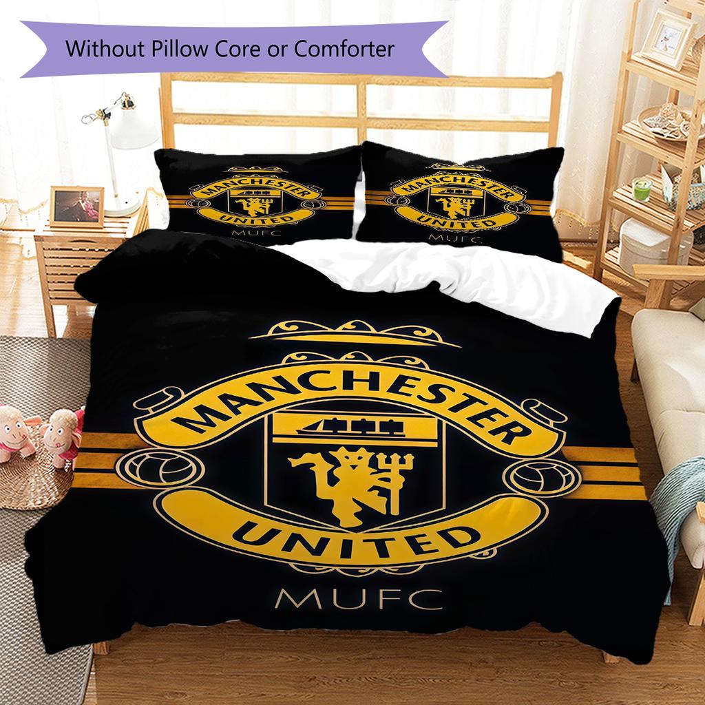 Set Lenzuola Trapunta Manchester United Copripiumino Federa Decorazione Casa Regalo di Compleanno (1 * copripiumino + 2 * federa, senza nucleo)