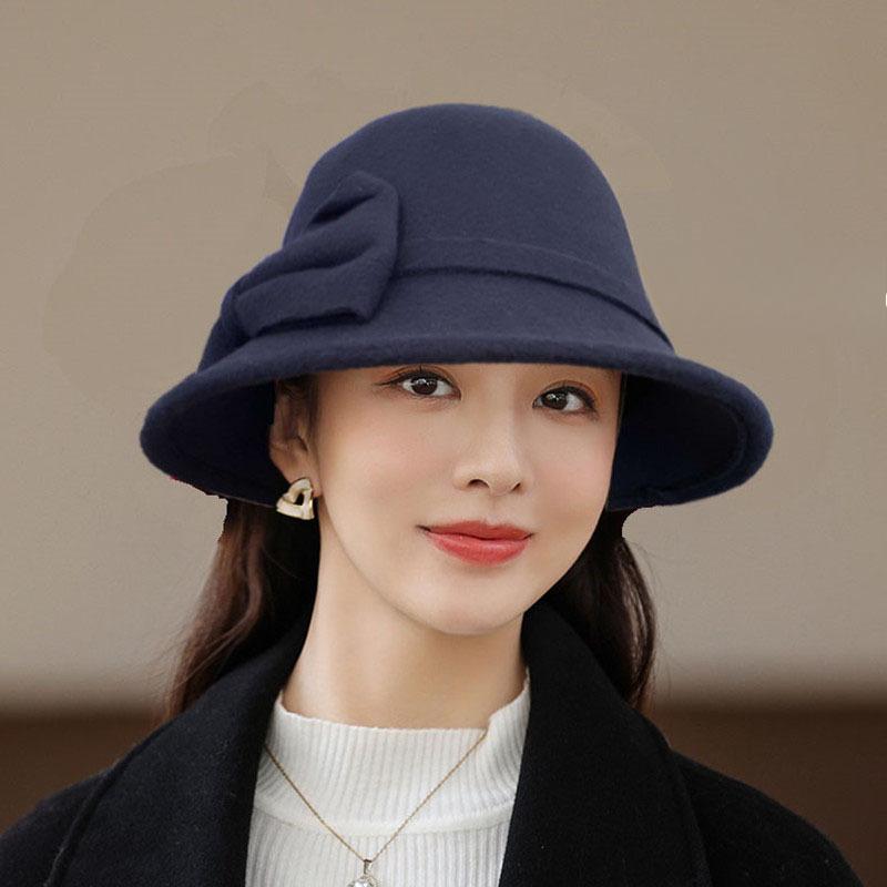Solid Color Fedora Trendy Fine Workmanship Cold Resistant Fashion Ladies Vintage Elegant Woolen Hat