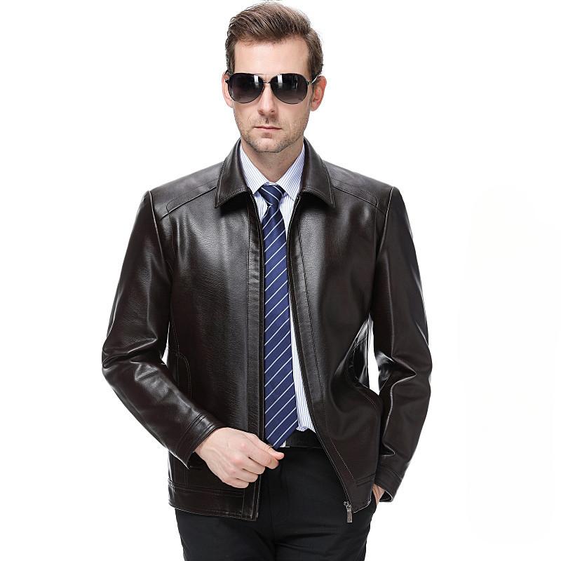 Autumn and Winter Men's Genuine Leather Jackets, Men's Jackets, Middle-aged Business Sheepskin Short Velvet Jackets, Dad Clothes
