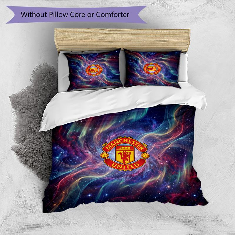 Σετ Κλινοσκεπασμάτων 3 Τεμαχίων με Σχέδιο Manchester United Μαλακό Φιλικό προς το Δέρμα Πλενόμενο Σετ Καλύμματος Παπλώματος & Μαξιλαροθηκών Όλες τις Εποχές Υπνοδωμάτιο