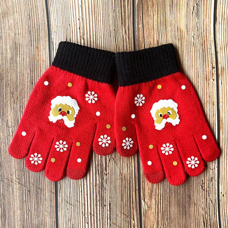 Men/Women Christmas Santa Gloves Thicken Touch Screen Winter Full Finger Mittens