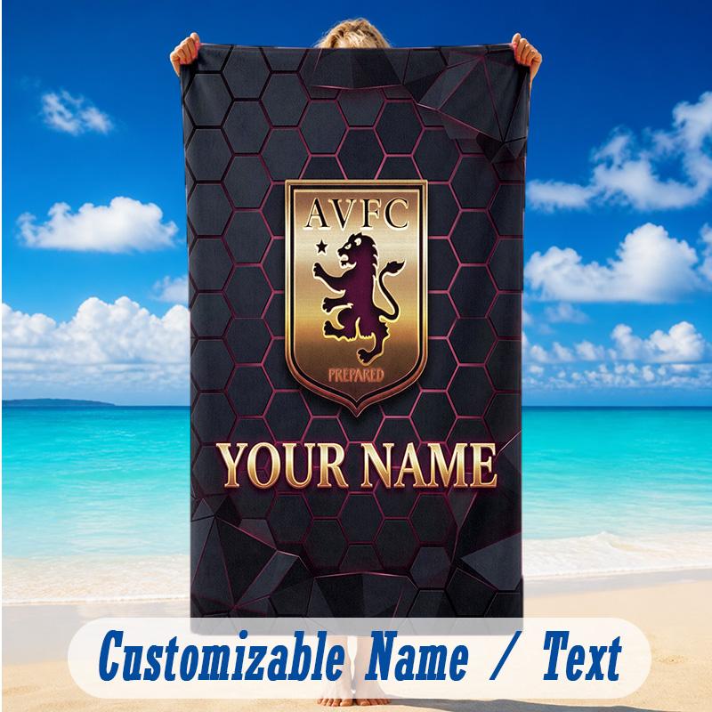 Beach Towel Custom Name Text, Quick Dry Large Towel For Beach HomeAston Villa