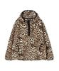 Women'S) Leopard Print Fleece Hooded Anorak
