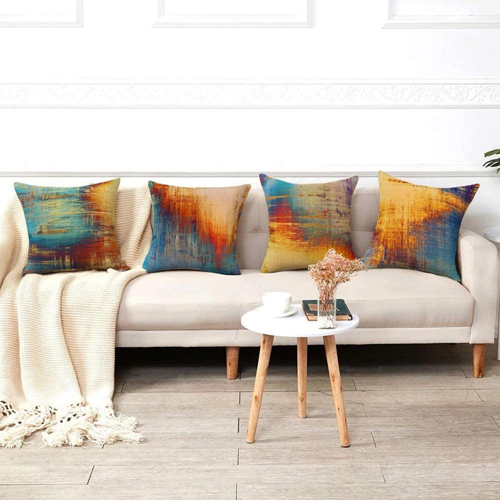 Retro Gradient Graffiti Pillowcase Art Time Machine Bedroom Sofa Decorative Cushion Cover with Zipper Pillowcase