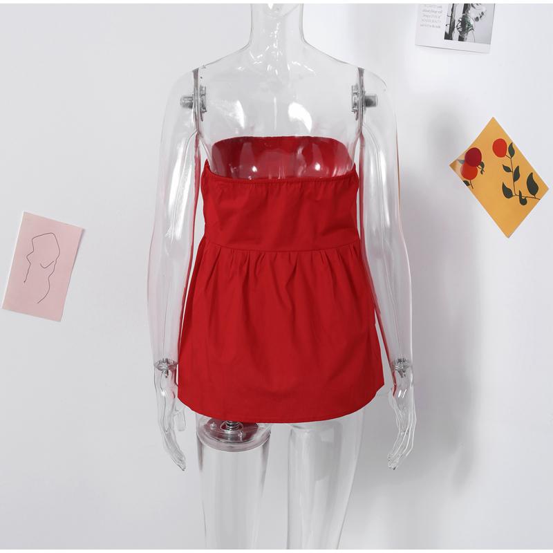 Dámský top bez ramínek Odhalená ramena Korzetový top Růžový Bílý Červený Modrý Top bez ramínek Bez zádové části Bez rukávů Crop top Žena 2024