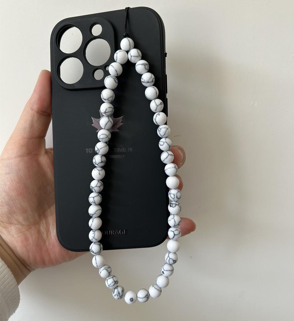 

8MM Natural Stone Beaded Phone Chain Telephone Wrist Lanyard For Women Men Cellphone Case Hanging Rope Phone Strap Anti Lost