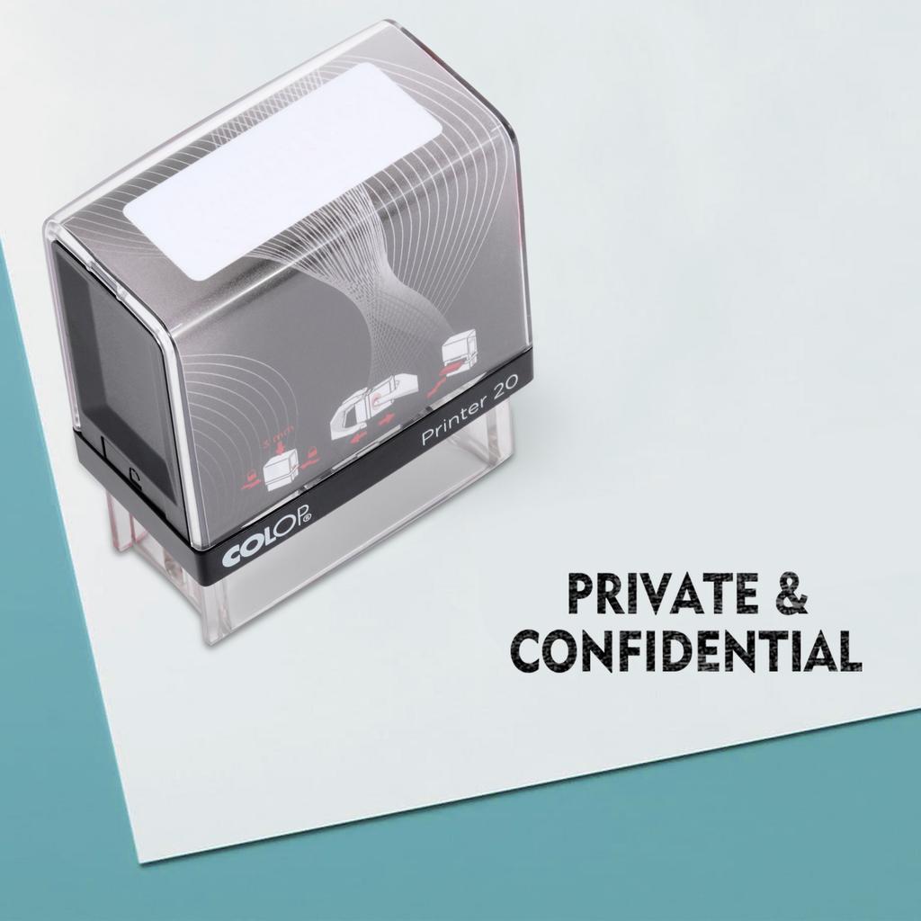 PRIVATE & CONFIDENTIAL Self Inking Rubber Stamp Custom Colop Office Stationary P20 Mini Stamper