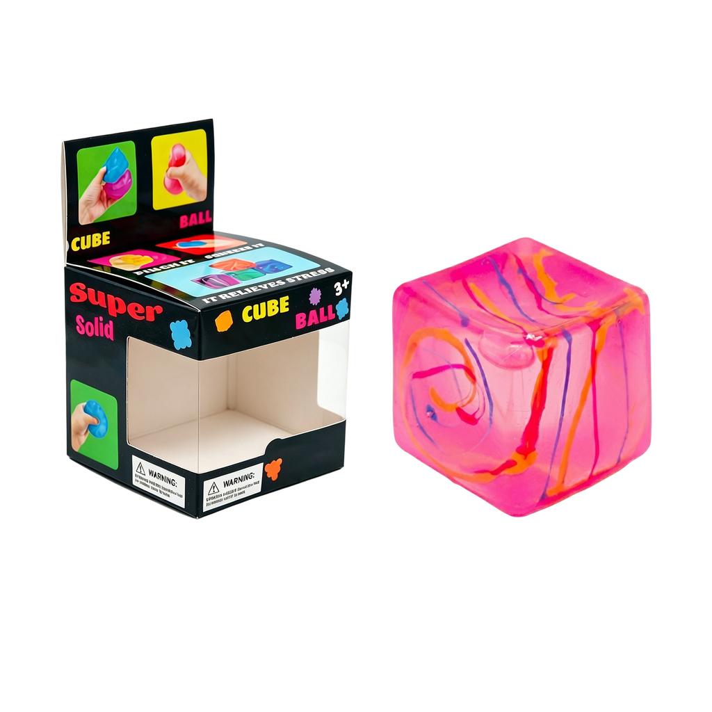 Jouet cube anti-stress Forme glaçon moulé Souple à presser Jouet sensoriel Fidget Matériau durable pour enfants et adultes