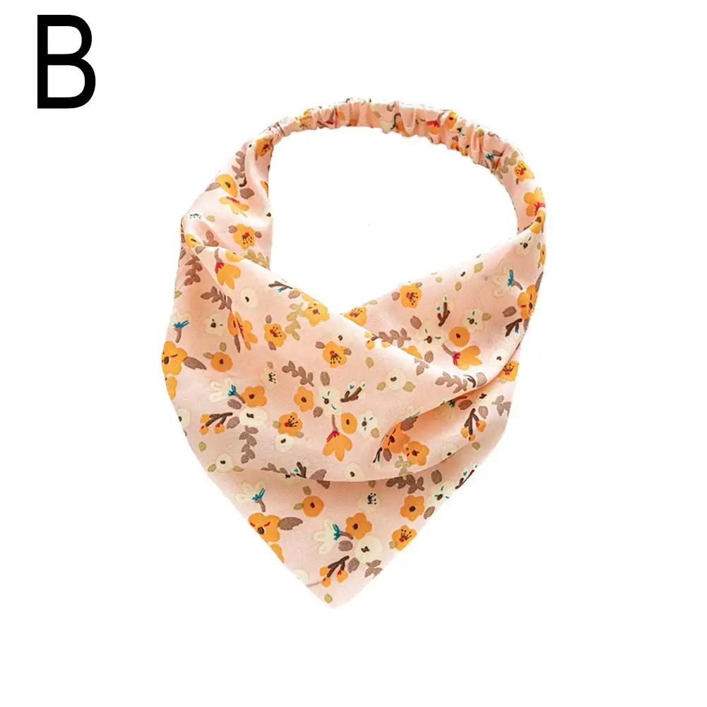 Rural Style Triangular Headscarf Women's Elastic Band Headscarf Printing Summer Elastic Triangular Headband Versatile O4P9