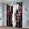 Set Of 2 Creative Curtains Print Japanese Mountain Ink Painting Fabric Without Rod Decorations Inside Use Bedroom Office Made Polyester Sleeping Area