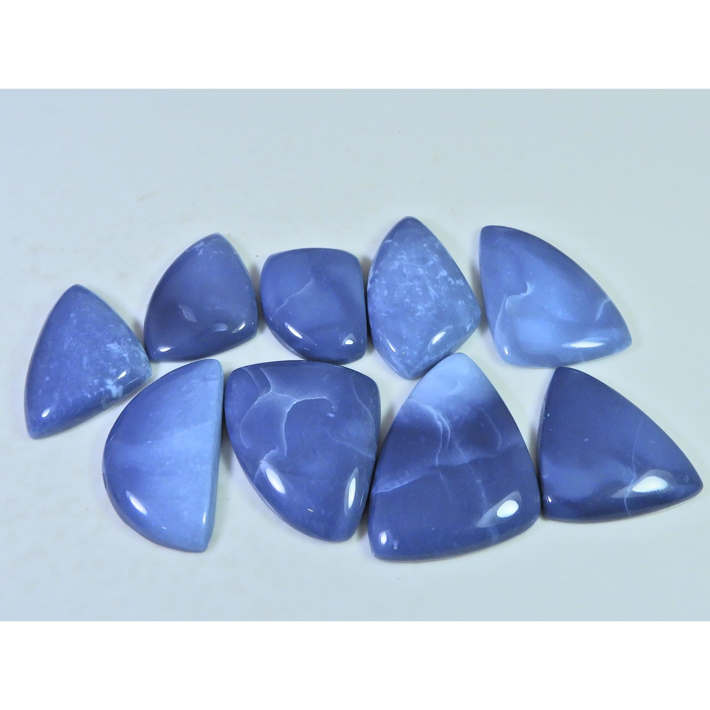 195Cts. Natural Blue Opal Agate Fancy Cabochon Loose Gemstone 09 Pcs Lot C-1883