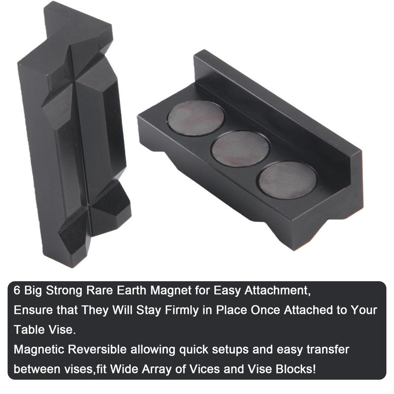 Aluminum 4" Vise Jaw Protective erts for Wide Array of Vices - with Magnetic Back for Any Metal Bench Vice