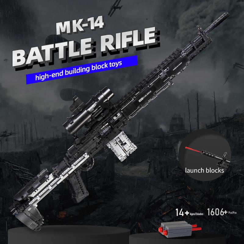 MOULD KING 14026 Technische MK14 Kampfgewehr Simulation Pistole Modell Bausteine ​​Militär Waffe Ziegel Spielzeug Set für Kinder Geschenke