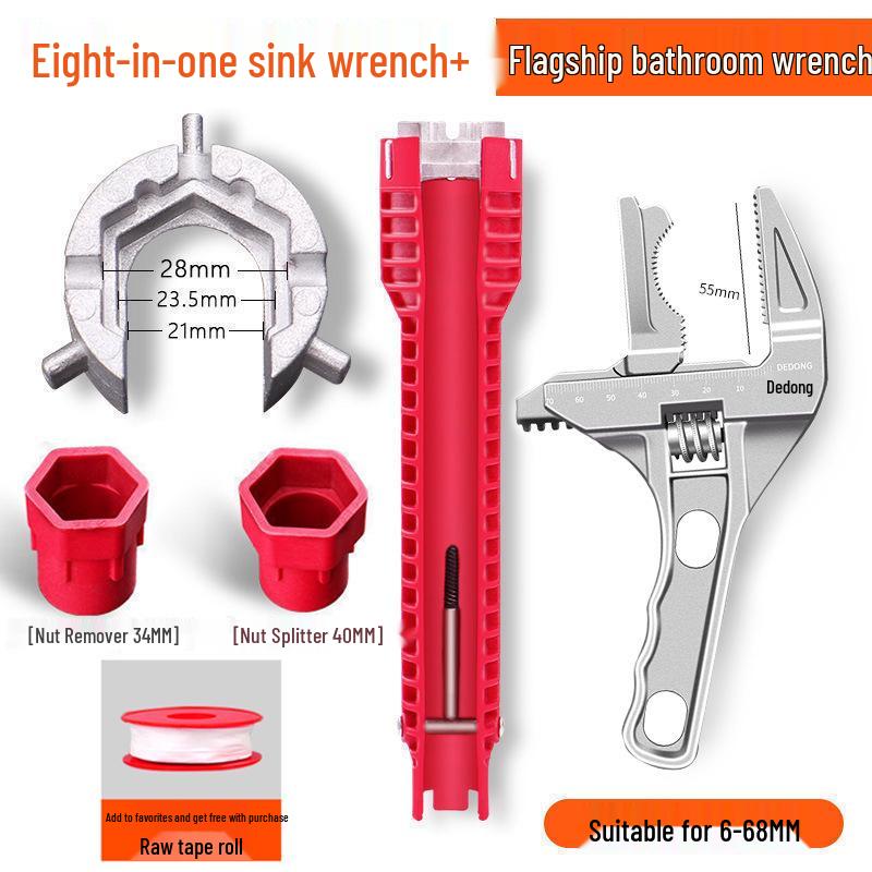 Large-Opening Adjustable Bathroom Wrench for Plumbing and Faucet Installation