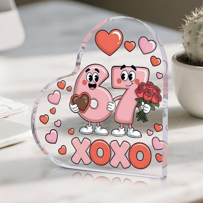 2D Flat Acrylic Valentine's Day Cute Pink Number "67" Decoration, Indoor and Outdoor Decoration - No Battery/electricity Required, Store Decoration,