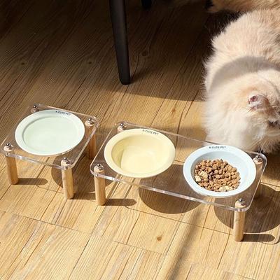 Protect Cervical Spine Cat Bowl with Acrylic Stand Cat Drinking Feeding Bowl  Indoor