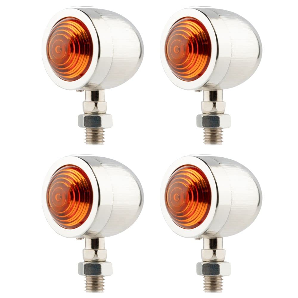 

Мотоциклетные пулевидные поворотники типа пушечного ядра Harley Yamaha Honda Старый автомобиль Американский набор из 4 штук (Покрытое серебром) серебряный