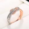 Huitan Knot Design Two-tone Ring for Women Wedding Party Exquisite Inlaid Shiny CZ Daily Female Finger Accessories Fancy Jewelry