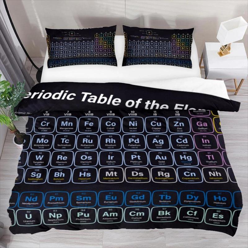 

Periodic Table King Queen Duvet Cover Educational Science Chemistry Bedding Set for Students Teachers Element Table Quilt Cover 135x200cm
