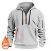 Autumn Winter Pullover Men's Casual Multi Zipper Arm Pocket Hoodie Pullover Plus Fleece Hoodie Men's