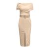 Women's Fashion Casual Temperament Elegant Temperament Light Ripe Off-the-shoulder Belt Slit Skirt