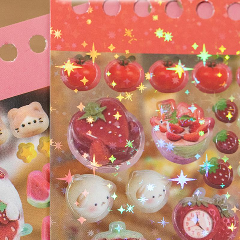 48 Stück/Beutel Flash Sand Cut Film Aufkleberbuch Kreatives DIY Handbuch Material Dekoration Handyhülle Journal Scrapbook Kalenda