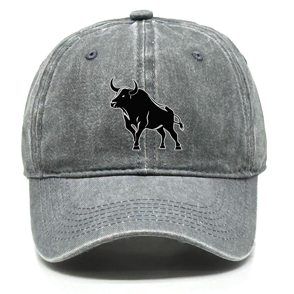 Unisex Snapback Baseball Hat Bull Print Hats For Man Raw Brim Adjustable Buckle Adjustable Caps Ideal Choice For Men And Women