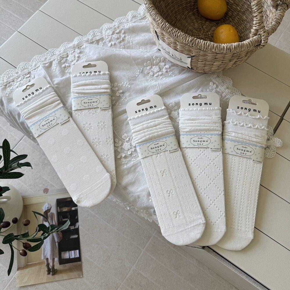 White Lace Socks Children'S Stacking Socks Summer Thin Ins Tide Tube Socks Breathable Mesh Ballet Style Boneless Stockings
