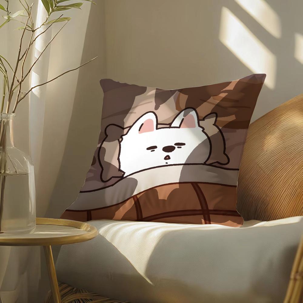 Cute Sleeping Polar Bear Cartoon Pattern Pillow Case Double-Sided Plush Sofa Cushion Covers Organic Breathable Invisible Zipper