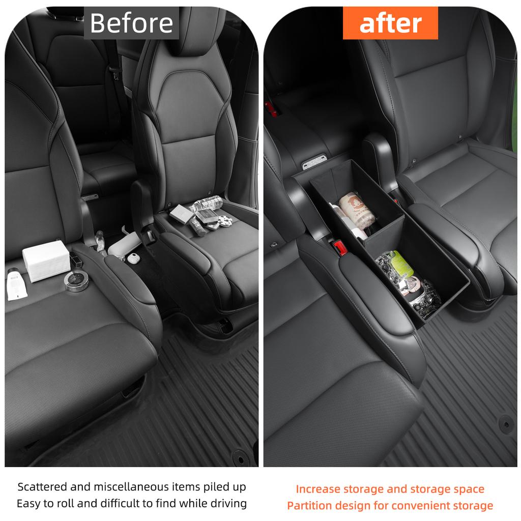 For Tesla 6-Seater Model YL 2026 Second Row Seat Aisle Storage Box, Car Multifunctional Storage Box Interior Accessories