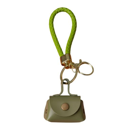 Mini Dumpling Coin Purse Keychain with Security Snap Detachable Wrist Strap Faux Leather Waterproof Compact Bag Key Holder