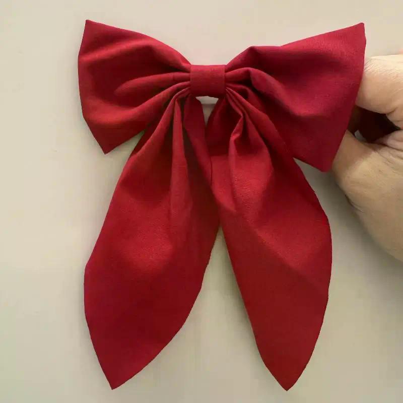 Elegancka kokarda wstążka spinka do włosów modna prosta jednolita satynowa spinka sprężynowa wsuwka do włosów retro opaska z klipsami akcesoria do włosów dla dziewczynek