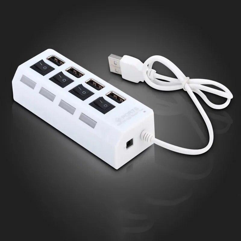 4/7 Ports USB HUB 2.0 Adapter Expander Multi USB Splitter Multiple Extender with LED Lamp Switch for PC Laptop