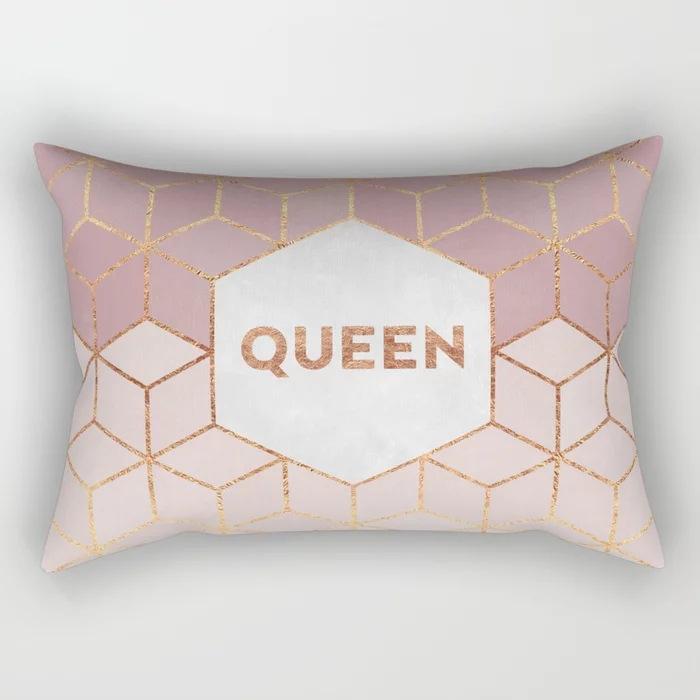 Geometric Letter Peach Leather Velvet Pillowcase Office Car Pillowcase