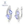 Cute Design Natural Tanzanite Jewelry Set Gemstone Simple Rings Earrings Jewelry Set 925 Sterling Sliver Fine Jewelry for Women