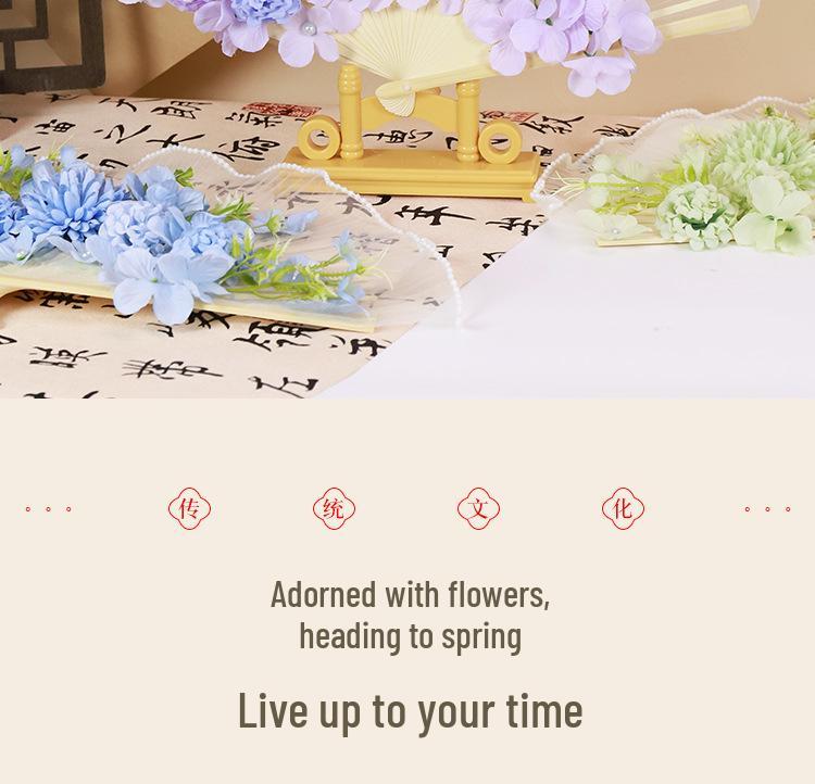 Mid-Autumn Festival Handmade Hairpin & Flower Fan Decoration Kit for Hanfu and Ma Mian Skirt - Ancient Style Photography Accessories