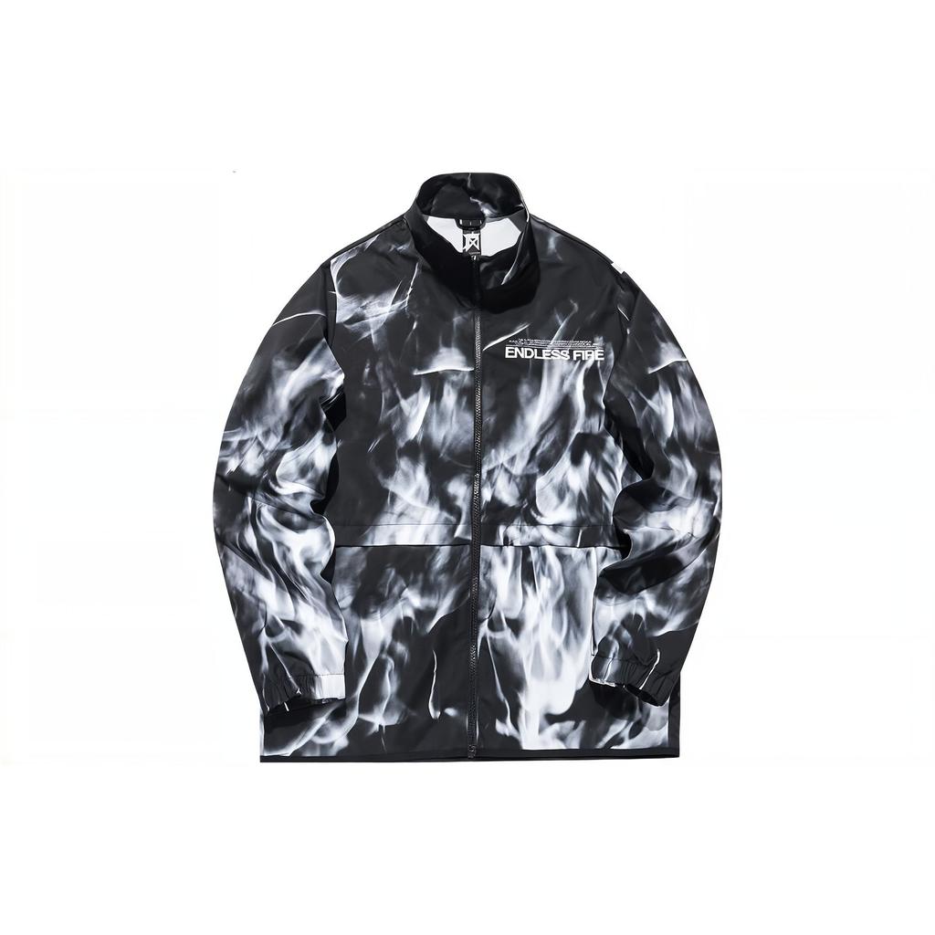 Anta Full Print Letter Zip Up Stand Collar Long Sleeve Jacket Men Jacket Black 152131608-4